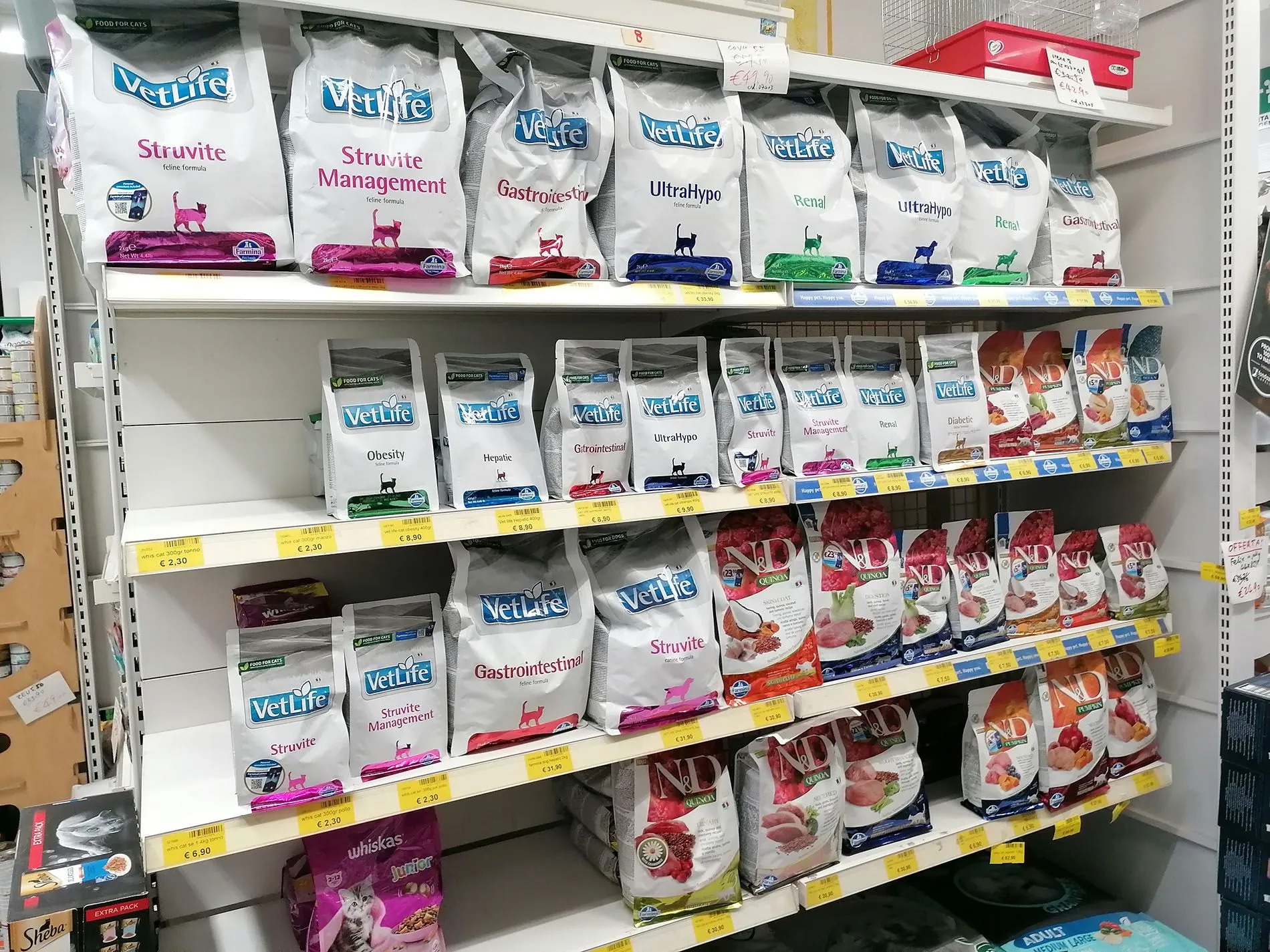 Prodotti per cani in negozio